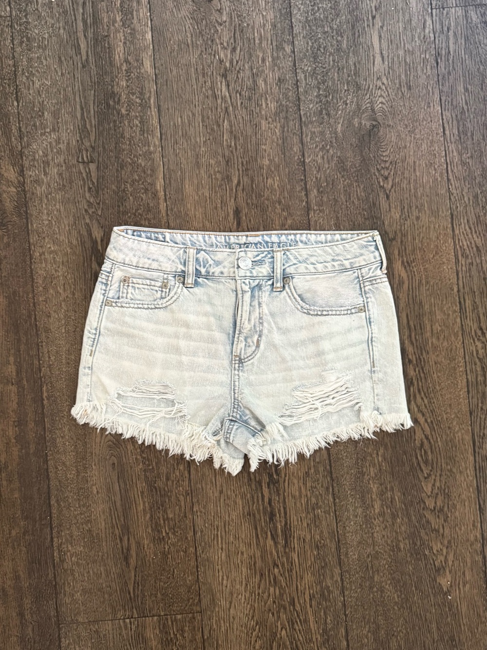 American Eagle Outfitters Light Blue Distressed Denim Shorts